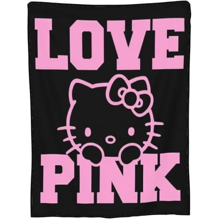 Kawaii Hello Kitties Cozy Flannel Throw Blanket for Couch Soft Warm Blanket