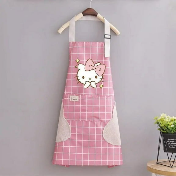 Kawaii Hello Kitty Apron Sleeve Set Waterproof Oilproof Clothes Anime Cartoon Print Fashion Kitchen Household Item Tool Mom Gift