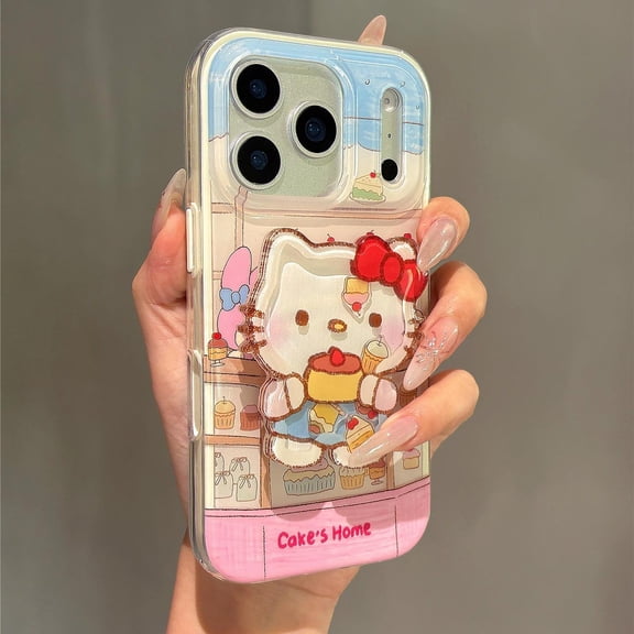 Kawaii Hello Kitty Cake Shop Phone Grip  Cute Design with Cake, MagSafe & Magnetic Compatible, Perfect for iPhone & Android, Adorable and Fun Accessory