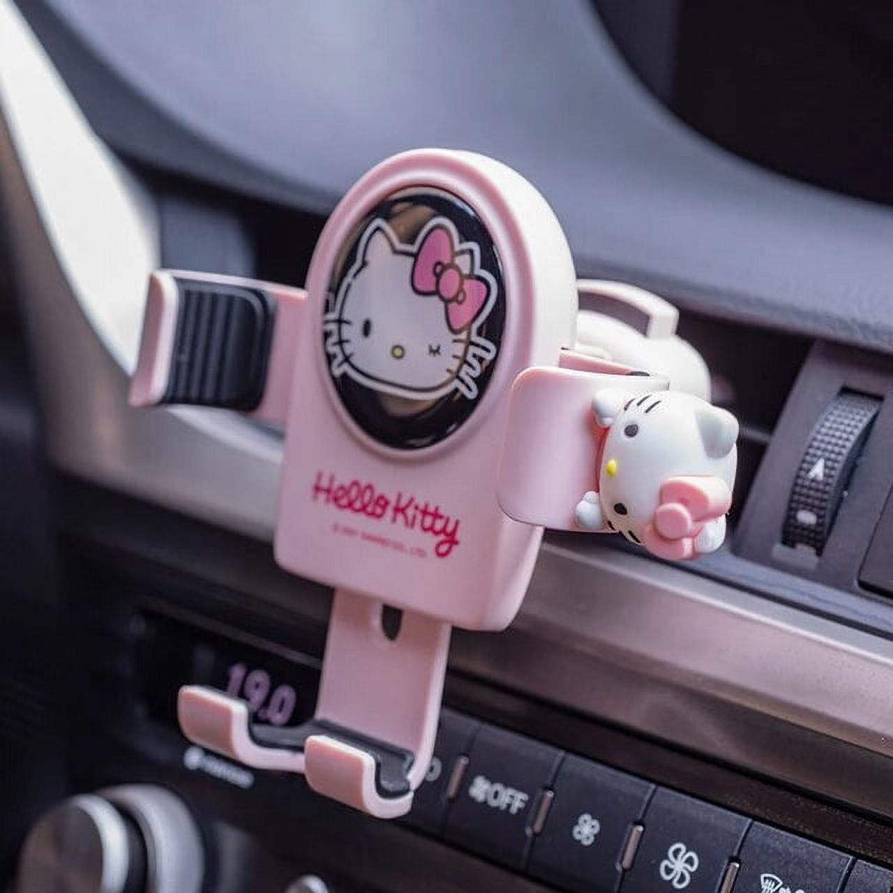 Kawaii Hello Kitty Car Phone Holder Sanrio Cute Multifunctional Innovative Car Accessories Air Outlet Navigation Weight Holder