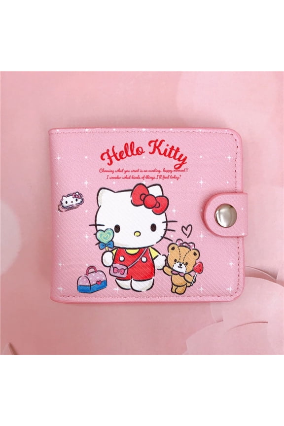 Kawaii Hello Kitty Cinnamoroll My Melody Kuromi Sanrio New Pu Casual Money Bag Coin Purse Card Holder Wallet With Buttons