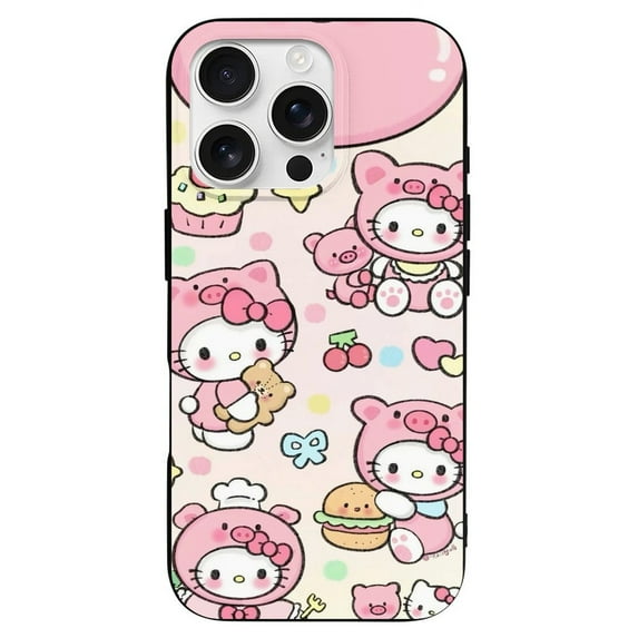 Kawaii Hello Kitty Compatible with iPhone 16 Pro Case Full Covered Soft Slim Rugged TPU Phone Case Shockproof Non-Slip Anti-Fingerprint Basic Cases Protection