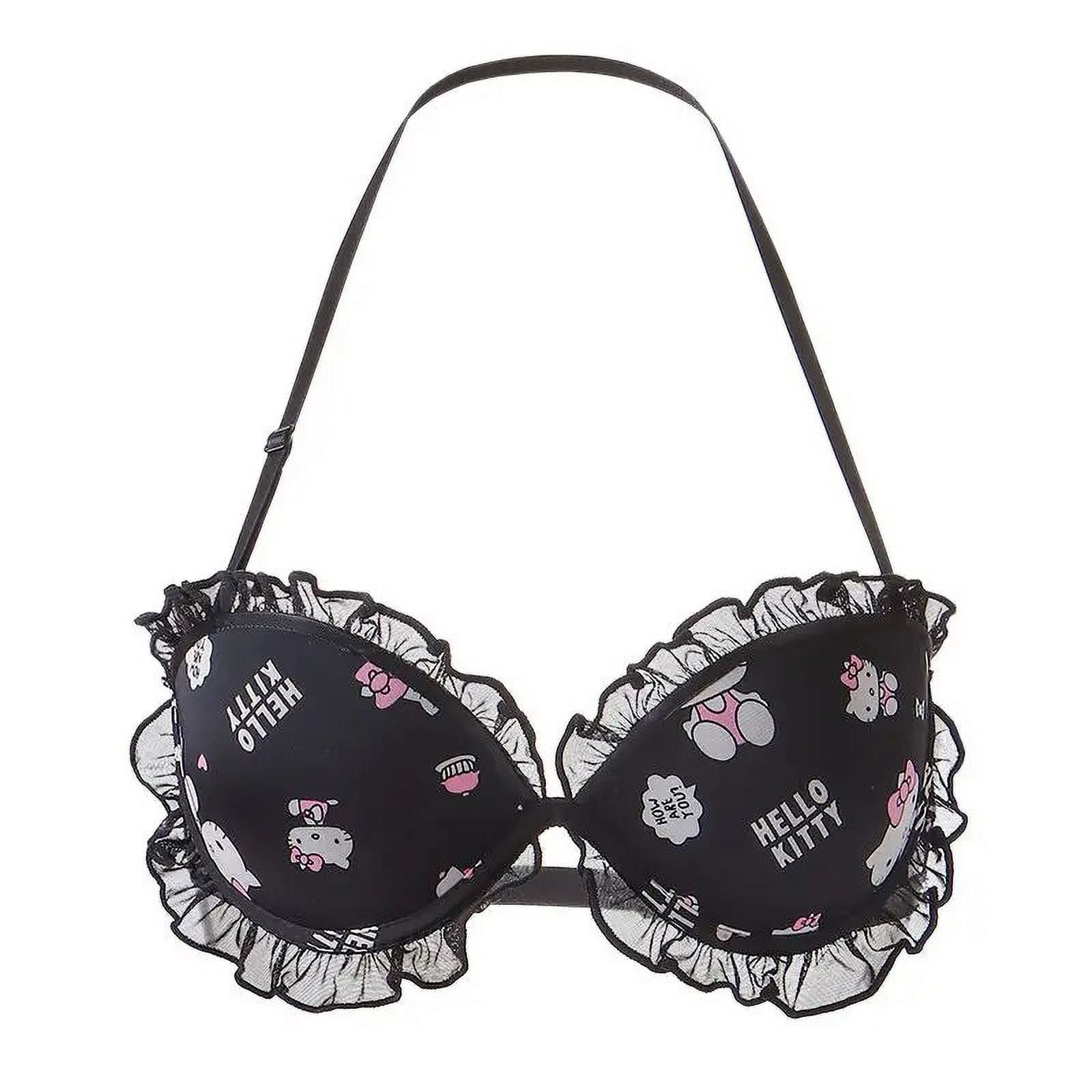 Kawaii Hello Kitty Halter Neck Bra Underwear Cartoon Print Sanrio Kitty ...