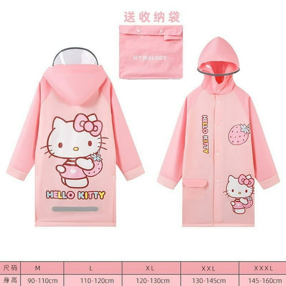Kawaii Hello Kitty Kid Raincoat Sanrio Kuromi My Melody Cinnamoroll Children Boy Girl Rain Poncho Reusable Waterproof Rain Coat