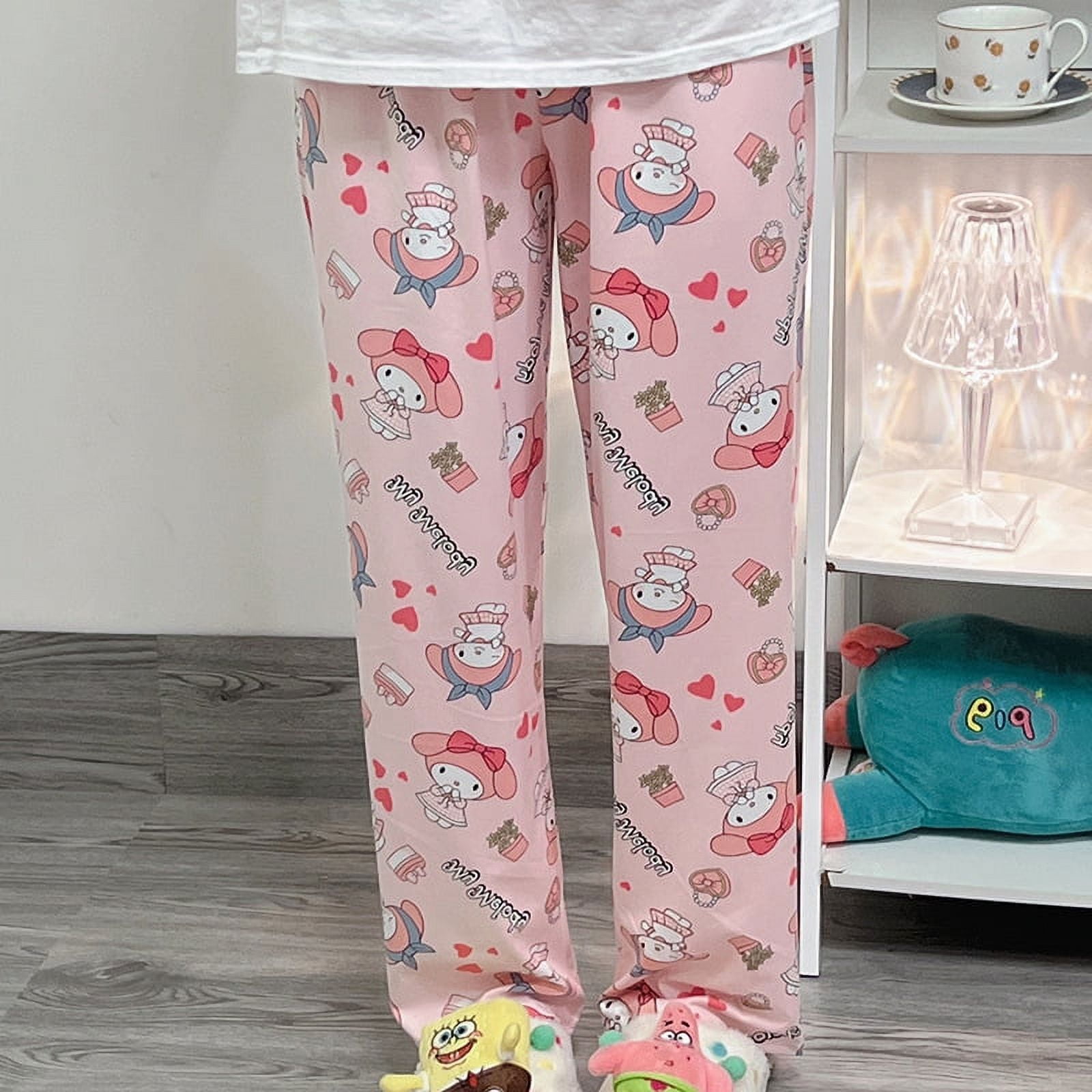 Kawaii Hello Kitty Kuromi Pajama Pants Girl Melody Cinnamoroll Pajama ...