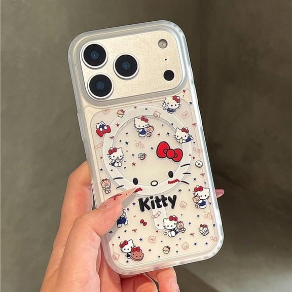 Kawaii Hello Kitty Phone Grip  Cute with Bow, MagSafe & Magnetic Compatible, Perfect for iPhone & Android, Fun and Adorable Accessory