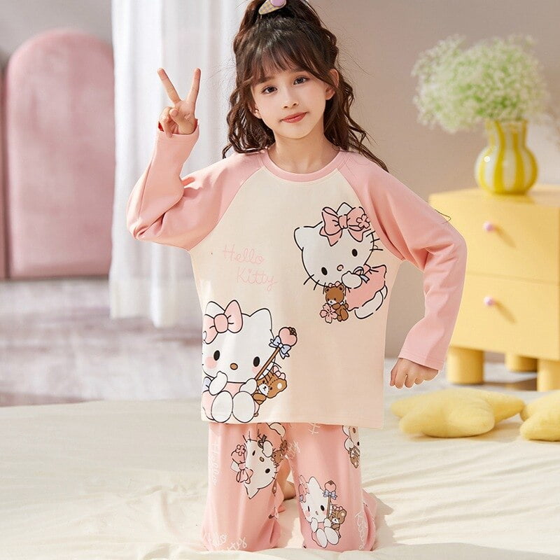 Kawaii Hello Kitty Sanrio Kids Nightgown Y2K Anime Melody Kuromi Autumn ...