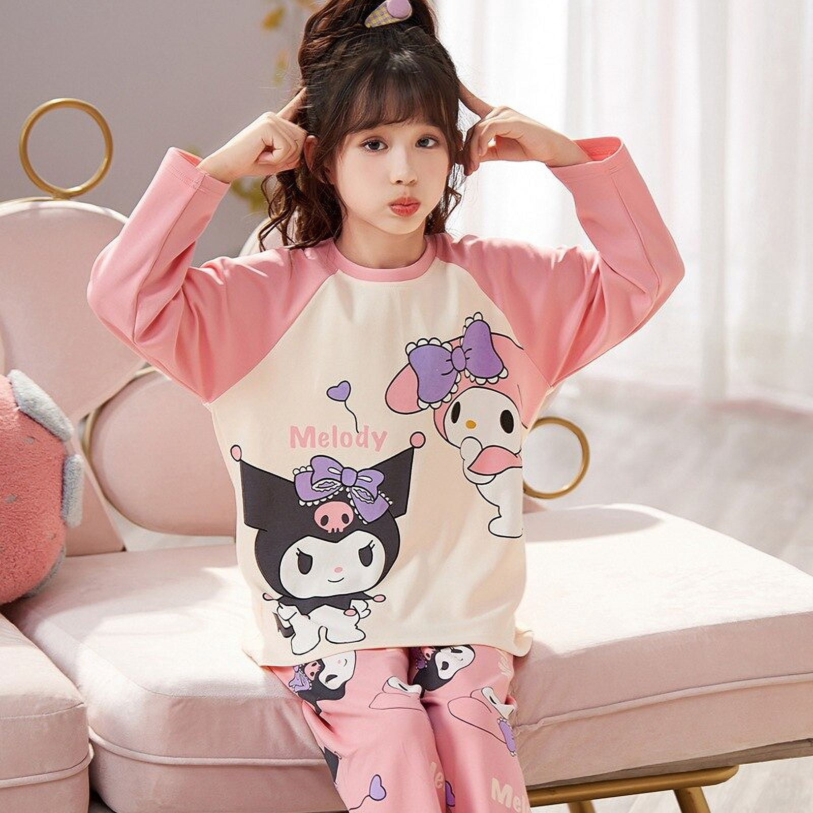 Kawaii Hello Kitty Sanrio Kids Nightgown Y2K Anime Melody Kuromi Autumn ...