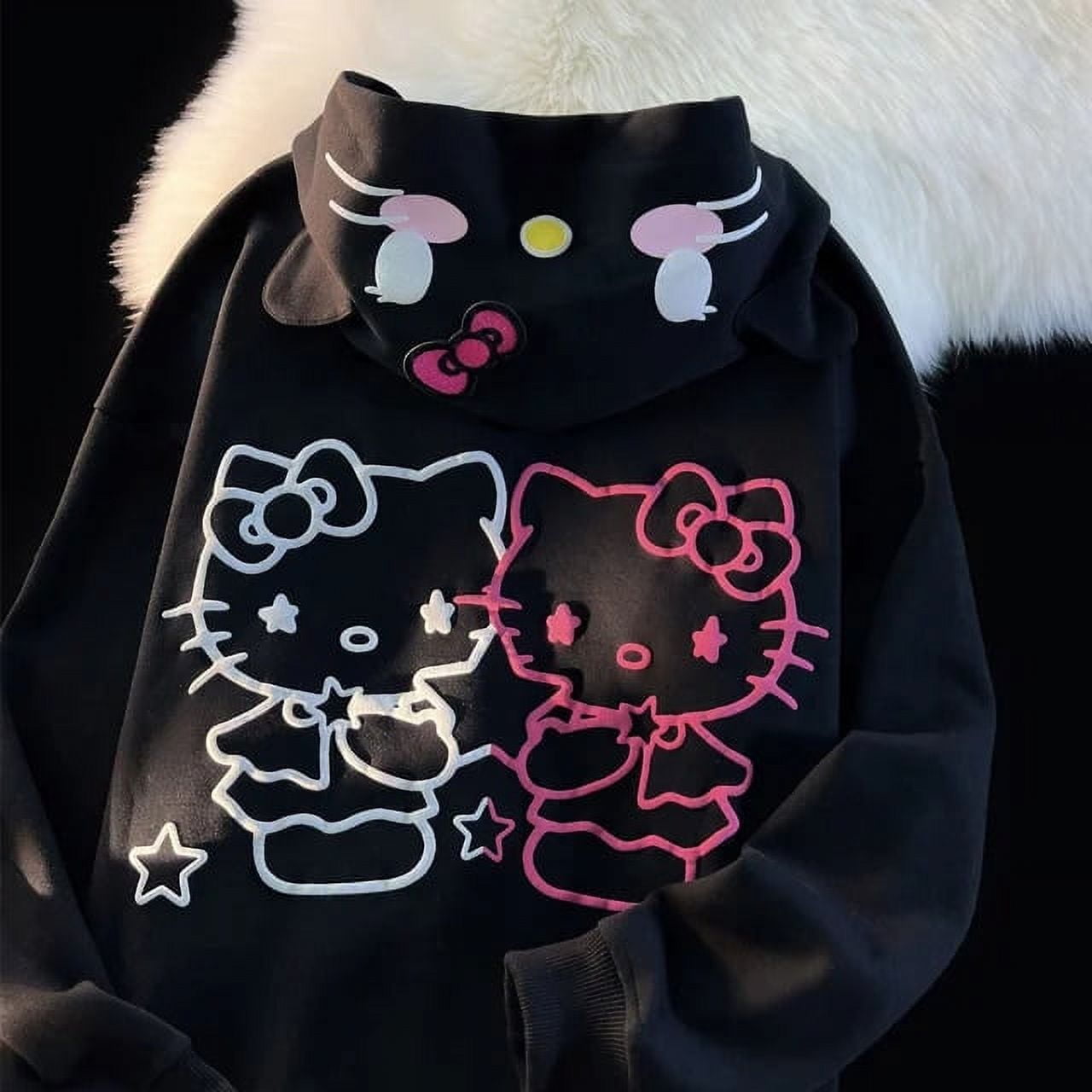 Kawaii Hello Kitty Star Casual Hoodie Women Sanrio Loose Sweet Cute ...