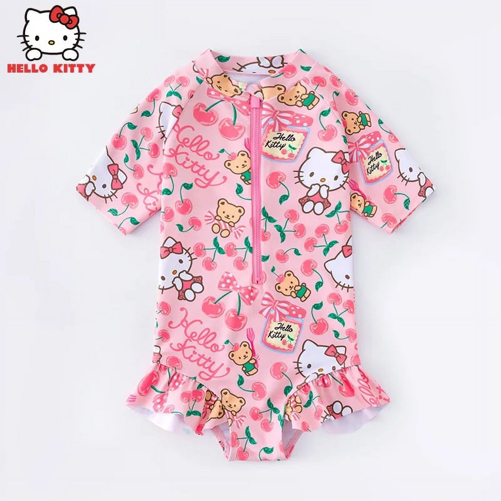 Kawaii Hello Kitty Swimsuit One Piece Sanrio Cute Anime Swimwear Short