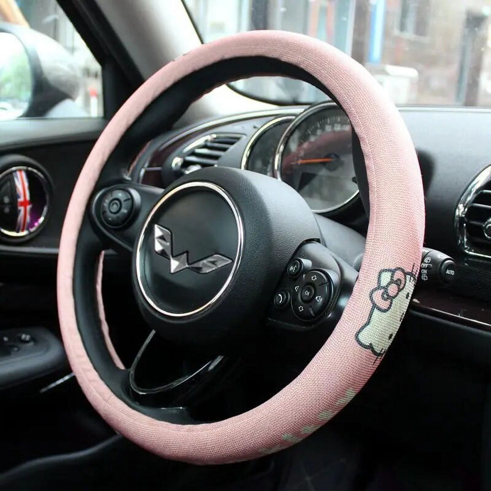 Kawaii Hello Kittys Car Steering Wheel Cover Anime Kt Cartoon D Shape