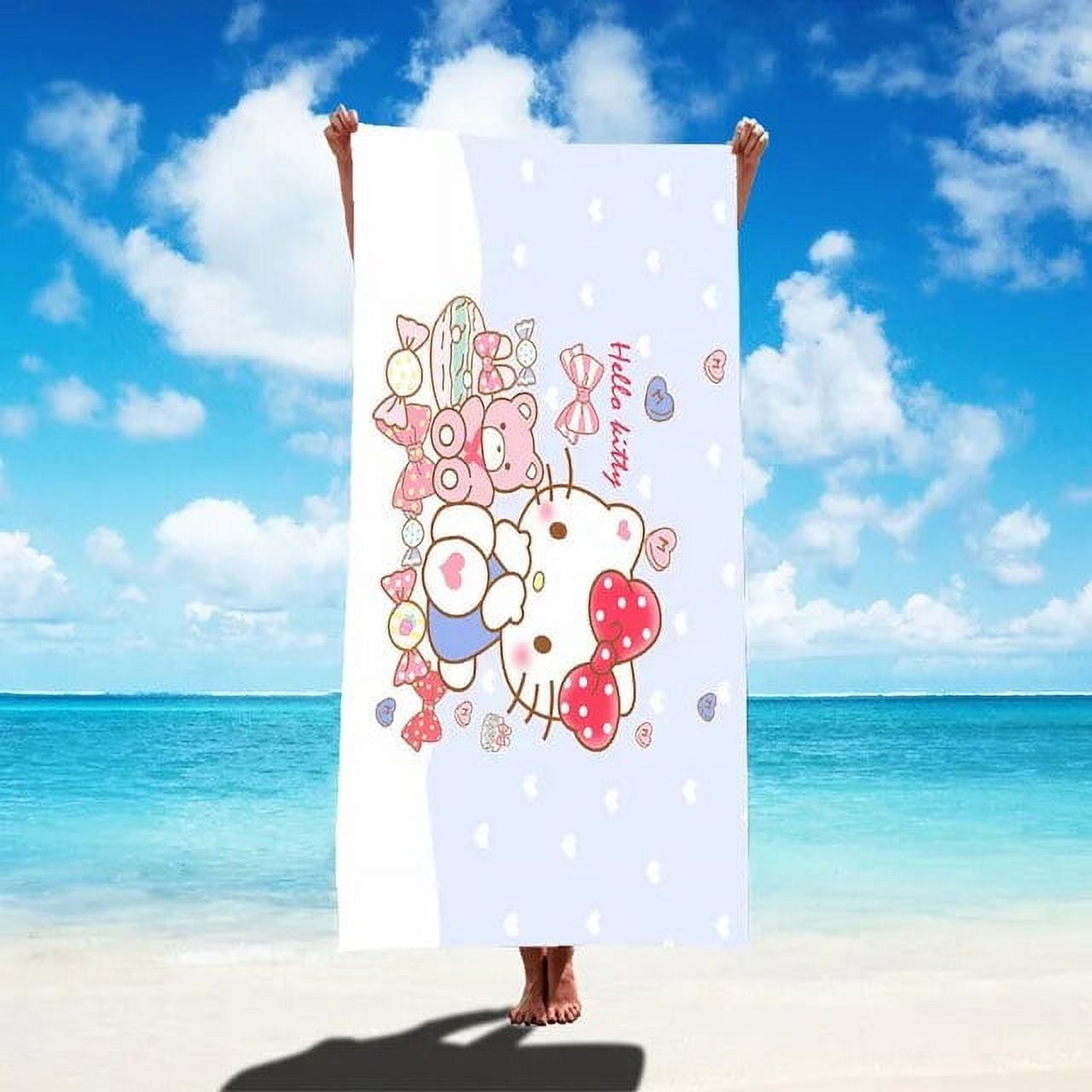 Kawaii Hello Kittys Quick Dry Beach Towels Anime Kt Soft Car Blanket