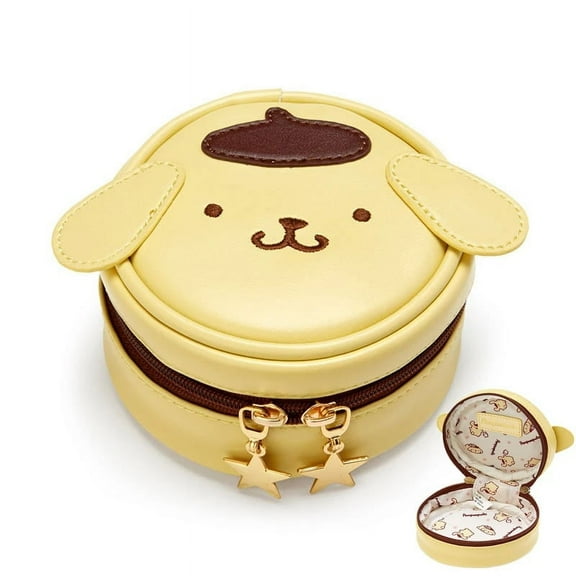 Kawaii HelloKittys Bag Sanrioed My Melodys Kuromis Cute Makeup Bag Round Jewelry Box Earphone Bag Pom Pom Purin Coin Purse Gift