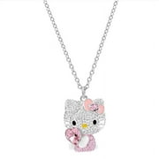 Kawaii Hellokitty Necklace Pink Heart Kitty Cat Bracelet Pendant Girls Clavicle Jewelry Personality Niche Design Sweater Chain