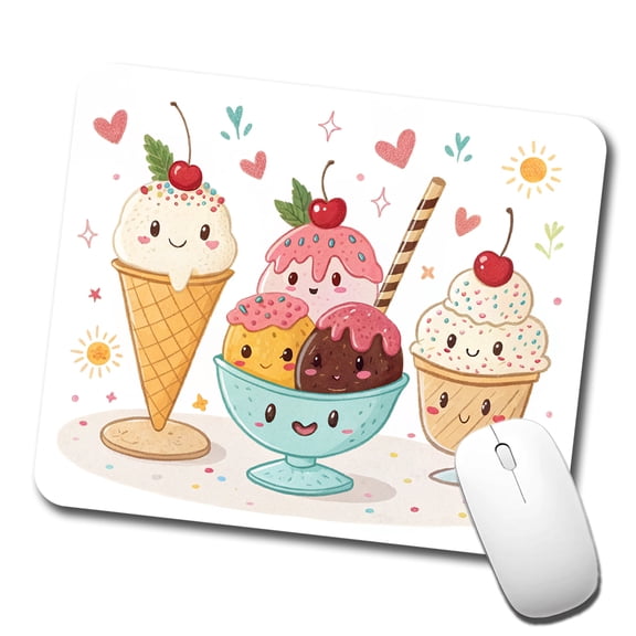 Kawaii Ice Cream Sundaes Mouse Pad Low Profile Gaming Mat