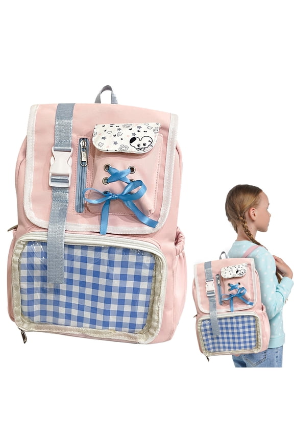 Kawaii Ita Bag Backpack, 20L With Pin Display Insert schol Bag, Waterproof Y2K Aesthetic Bookbag - Pink