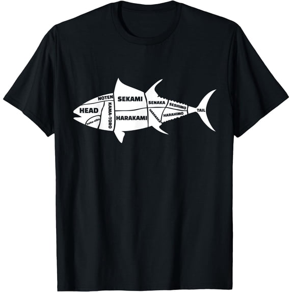 Fishbone Skeleton Image Kawaii Japan Sushi Sashimi Fish Cutting Anatomy Gift T-Shirt - Walmart.com