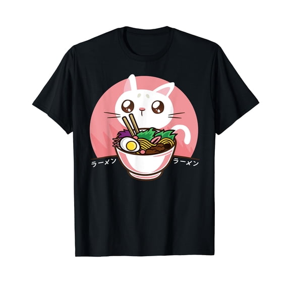 Kawaii Japanese Ramen Noodles Shirt Anime Cat Lover T-Shirt
