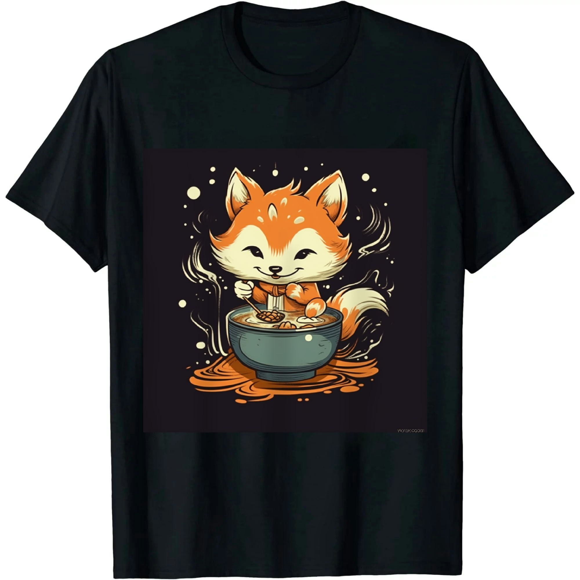 Kawaii Japanese Style Red Fox Ramen Noodles Anime T-Shirt - Walmart.com