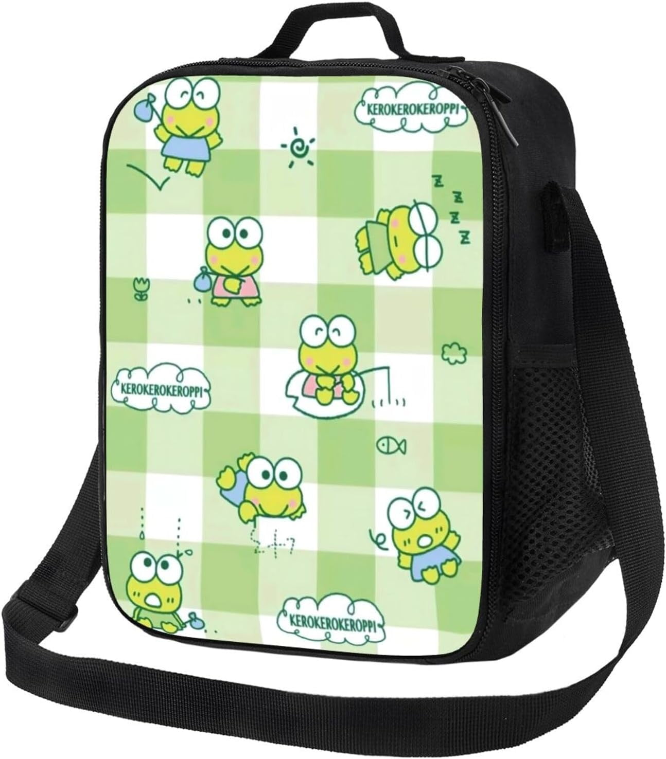 Kawaii Keroppi Lunch Bag Cute Anime Frog Insulated Lunch Box Portable Lunch Tote Bag For Travel