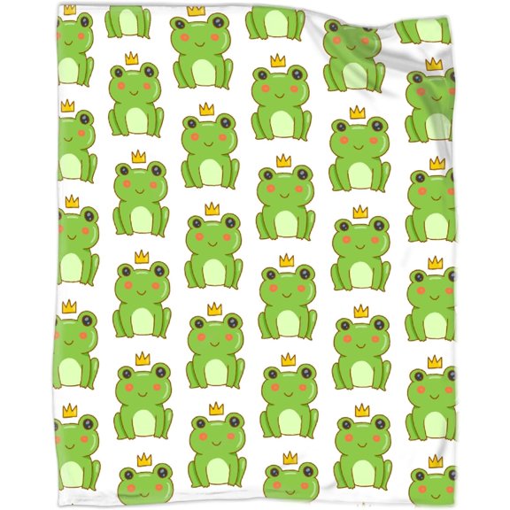 Kawaii King Frog Blanket Gifts for Kawaii King Frog Lover 60 x 50 Inch for Teen,Kawaii King Frog Fannel Fleece Throw Blanket Super Soft Throws Blanket for Bed Couch Sofa