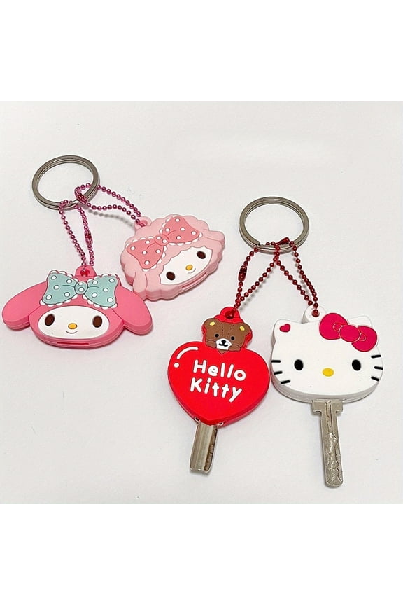 Kawaii Kitty Key Dustproof Protective Cover Cartoon Anime Pink Melody Portable Anti-lost Keychain Birthday Gift