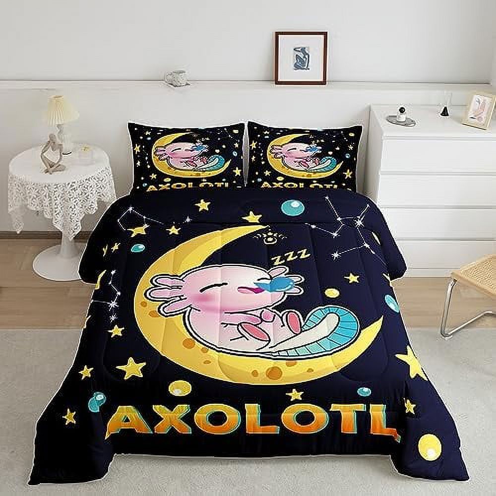 Kawaii Koala Comforter Set Tropical Leaves Bedding Set for Kids Girls