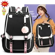 Kawaii Korean style youth backpack with USB port