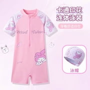 Kawaii Kuromi Conjoined Swimsuit My Melody Hot Spring Vacation Cute Fashion Printing Swim Swimsuit