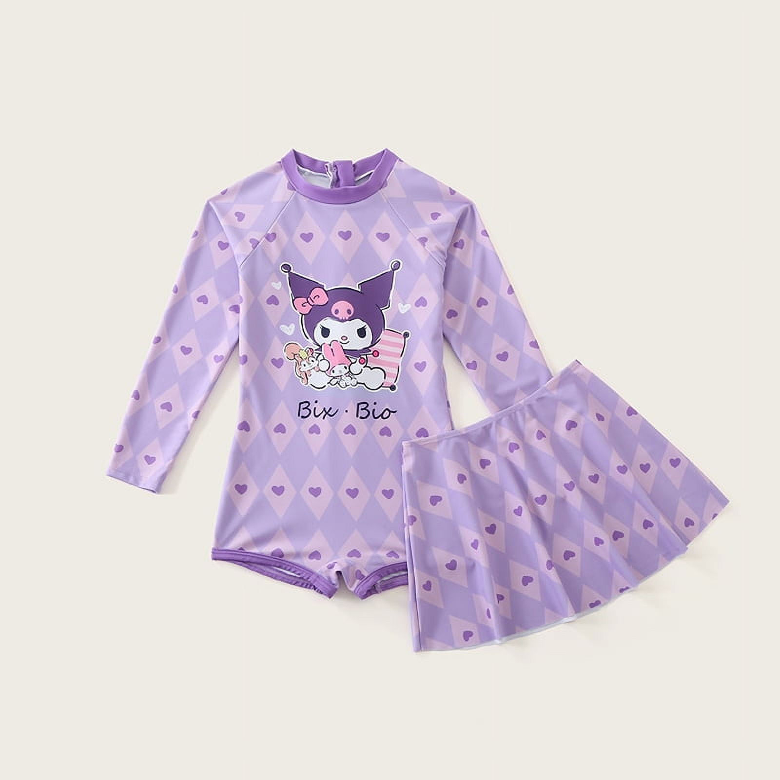 Kawaii Kuromi Girls Speck One Piece Swimwear Sanrio Anime 2024 New
