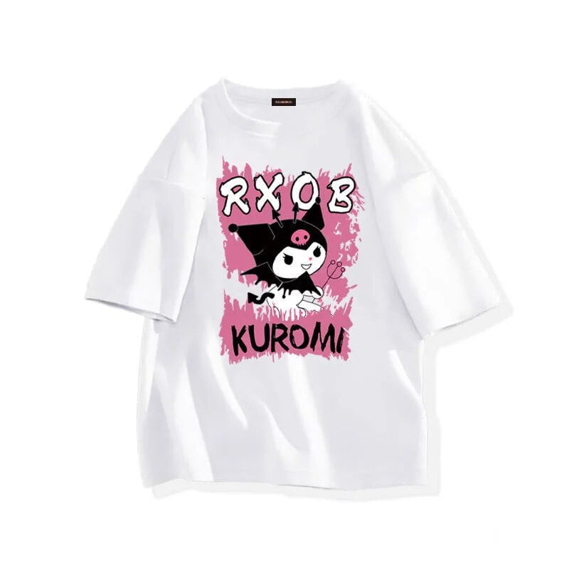 Kawaii Kuromi My Melody T-Shirt Summer Anime Cartoon Girly Heart ...