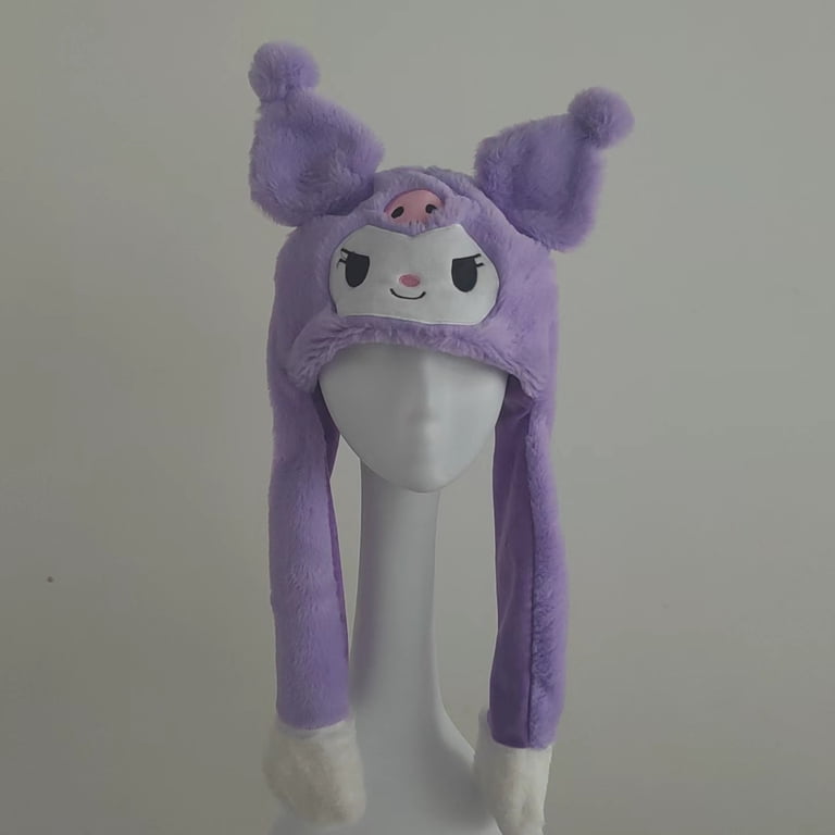 Kawaii Kuromi Plush Hat, Movable Ears, Warm Cap, Cosplay Toy  display picture 1