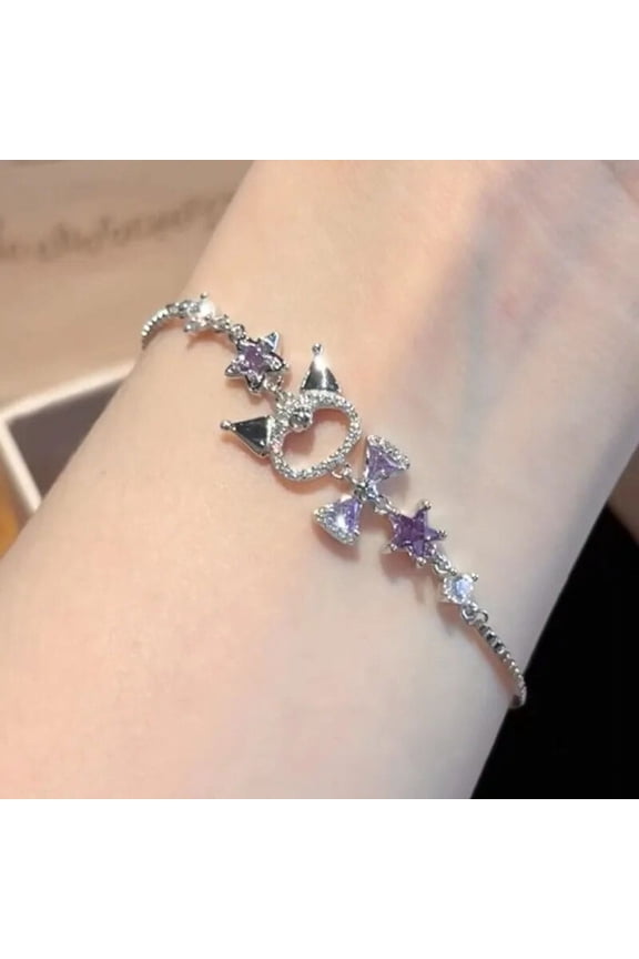 Kawaii Kuromi Shining Zircon Crystal Purple Bracelet New Exquisite Girl High Grade Versatile Best Friend Hand Decorative Gift GC