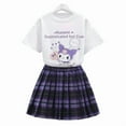 thumbnail image 1 of Kawaii Kuromi Short Sleeves Skirt Suit Preppy Style T-shirt Pleated Skirt Student Fashion Trend  Uniform, 1 of 8