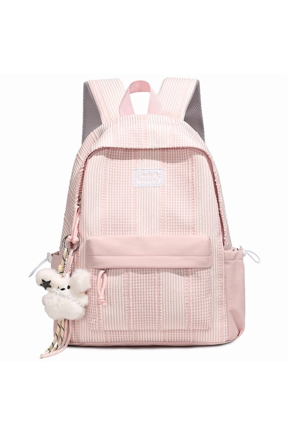 Kawaii Laptop Rucksack 15.35" Nylon Y2K Preppy Design for Travel Commute (Pink)