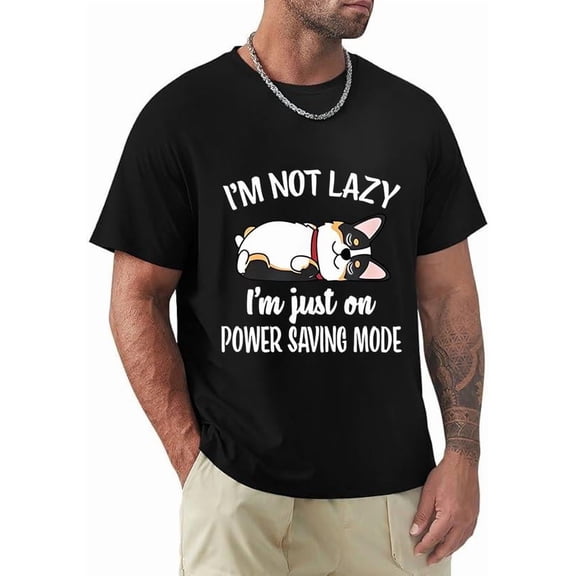 Kawaii Lazy Corgi Nap Power Saving Mode Funny Dog Lover Top Unisex T-Shirt, for men & women, up to size 5XL.