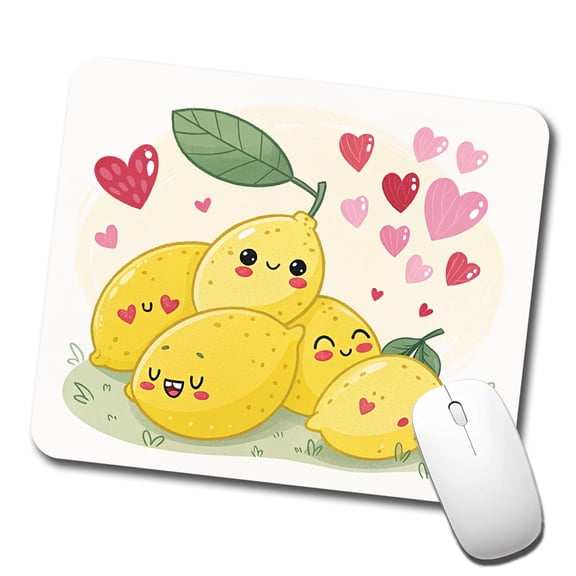 Kawaii Lemons And Hearts Mouse Pad Low Profile Gaming Mat