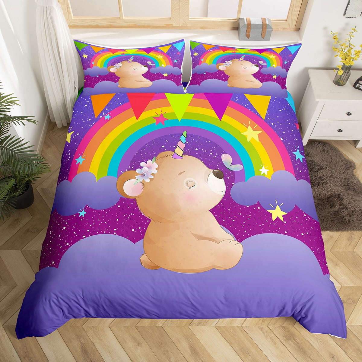 Unicorn teddy bear bedding sale