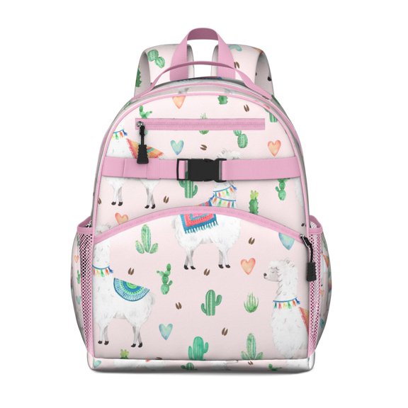 Kawaii Llama Toddler Backpack Funny Alpaca Print with Cute Llama Face and Cartoon Pattern for School