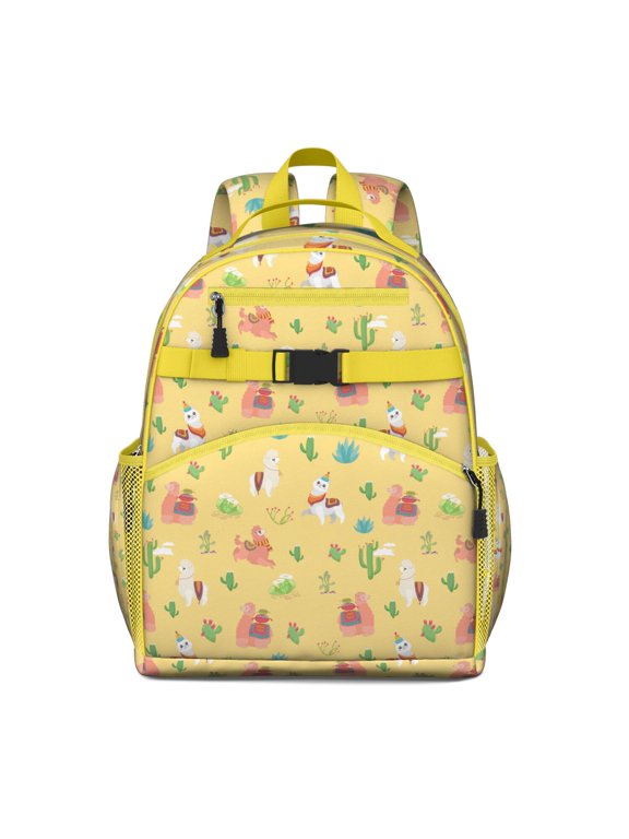 Llama Toddler Backpack Funny Alpaca Print with Cute Llama Face and Cartoon Pattern for School