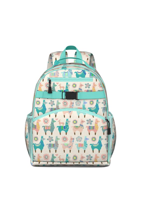 Kawaii Llama Toddler Backpack Funny Alpaca Print with Cute Llama Face and Cartoon Pattern for School