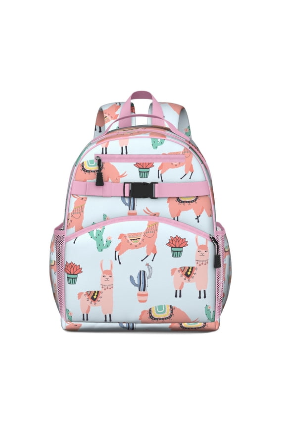 Kawaii Llama Toddler Backpack Funny Alpaca Print with Cute Llama Face and Cartoon Pattern for School