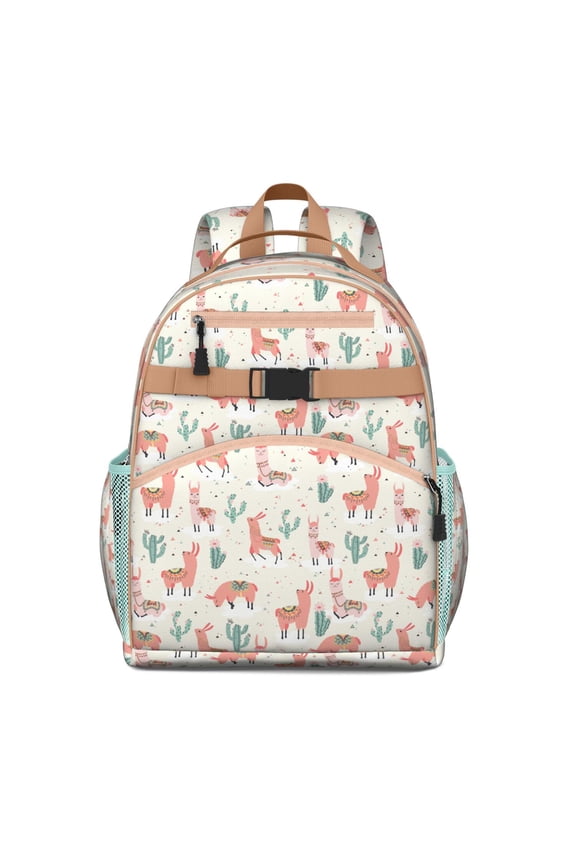 Kawaii Llama Toddler Backpack Funny Alpaca Print with Cute Llama Face and Cartoon Pattern for School