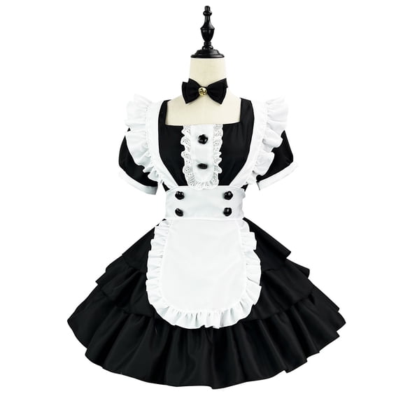 Kawaii Lolita Maid Layered Cake Skirt Dress for Women Cute Outfit