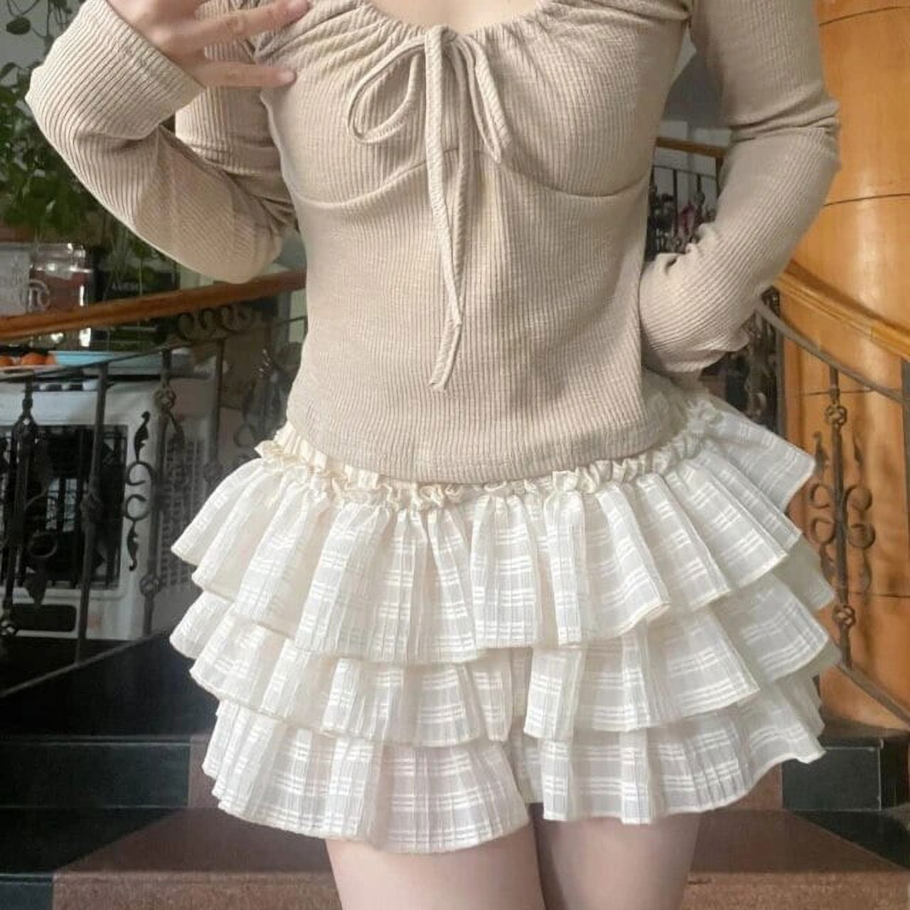 Kawaii Lolita Women Skirt Shorts Ruffle Fairycore Japanese Style Cute Mini Skirts Sweet Layered Patchwork Short Skirt Walmart