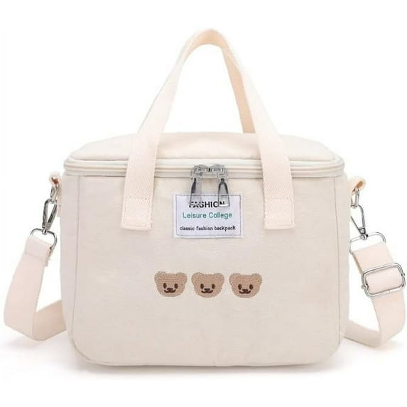 Kawaii Lunch Bag Cute Bears Lunch Box Reusable Thermal Cooler Lunch Tote Bag for Back to School Supplies