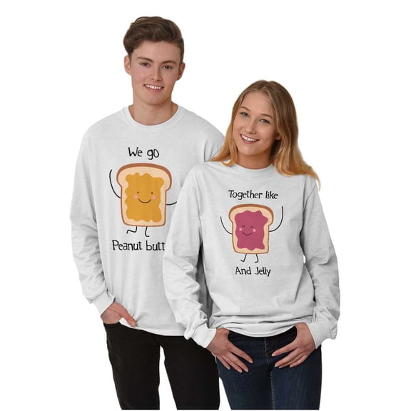Kawaii Matching Couples Set PB and J Long Sleeve TShirt Men Women Brisco Brands S