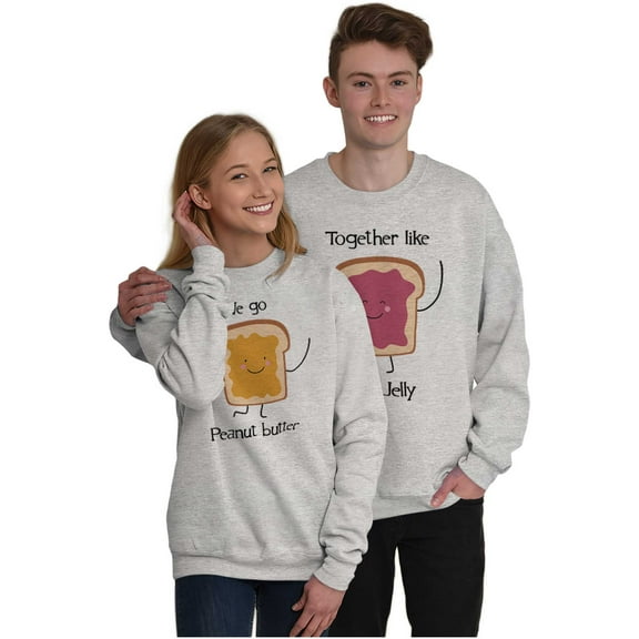 Kawaii Matching Couples Set PB and J Unisex Plus Fleece Graphic Sweatshirt Brisco Brands 2X