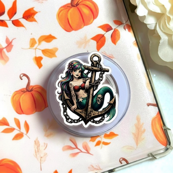 Kawaii Mermaid Phone Grip, Cute Sea Girl Design, Trendy Holder