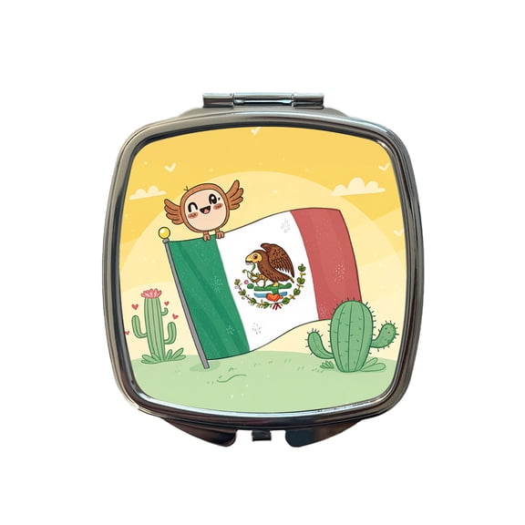 Kawaii Mexico Mexican Flag Travel Makeup Handbag Purse Small Pocket Compact Mirror
